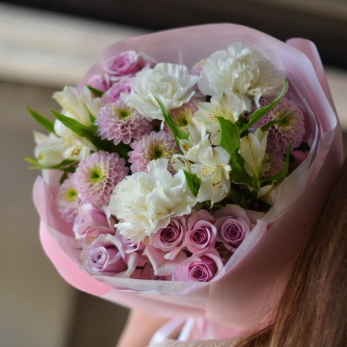 Букет №100 лиловые кустовые розы