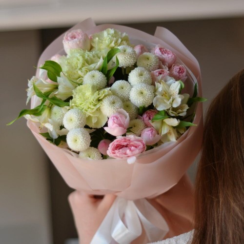 Букет №101 нежно-розовые пионовидные розы