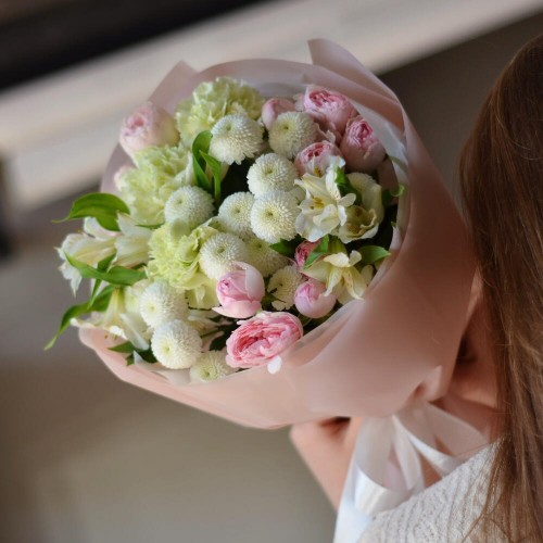 Букет №101 нежно-розовые пионовидные розы