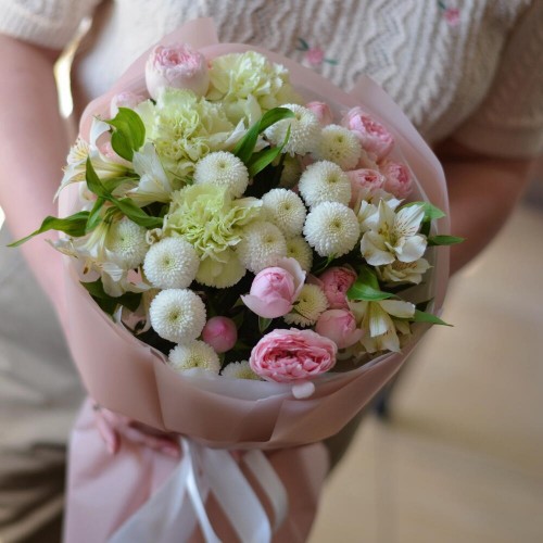 Букет №101 нежно-розовые пионовидные розы