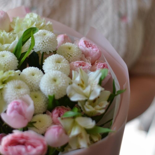 Букет №101 нежно-розовые пионовидные розы