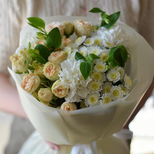 Букет №102 сливочные пионовидные розы