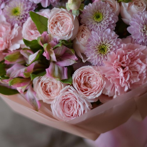 Букет №103 розовые пионовидные розы