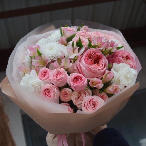 Букет №111 розы и хризантемы