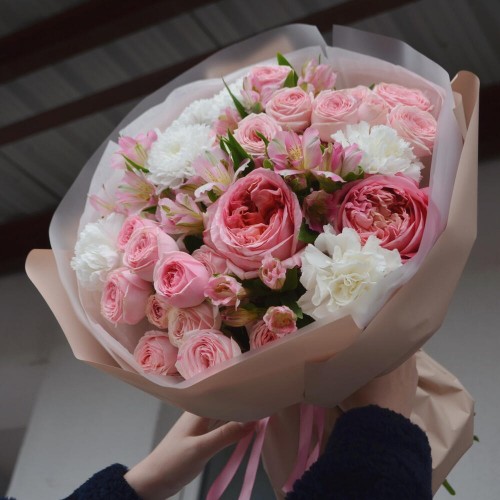 Букет №111 розы и хризантемы