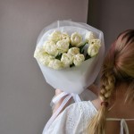 Букет из 15 пионовидных тюльпанов белых