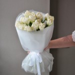 Букет из 15 пионовидных тюльпанов белых