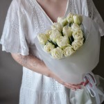 Букет из 15 пионовидных тюльпанов белых