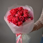 Bouquet of 15 peony tulips Flash Point
