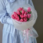 Букет из 15 тюльпанов розовых