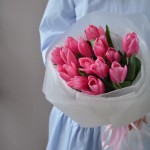 Букет из 15 тюльпанов розовых