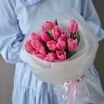 Букет из 15 тюльпанов розовых