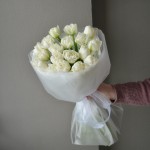 Букет из 21 пионовидного тюльпана белого