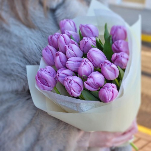 Bouquet of 21 peony lavender tulips