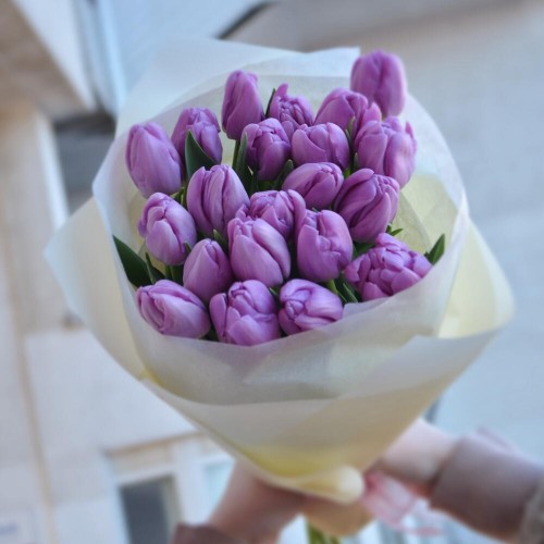 Bouquet of 21 peony lavender tulips