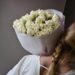 Букет из 25 пионовидных тюльпанов белых