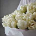 Букет из 25 пионовидных тюльпанов белых