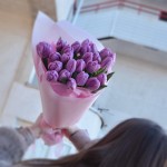 Букет из 25 пионовидных тюльпанов лавандовых