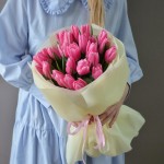 Букет из 25 тюльпанов розовых