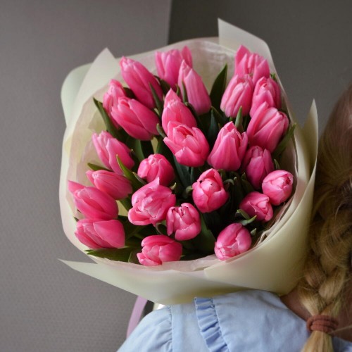 Букет из 25 тюльпанов розовых