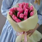 Букет из 25 тюльпанов розовых