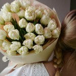 Букет из 31 пионовидного тюльпана белого
