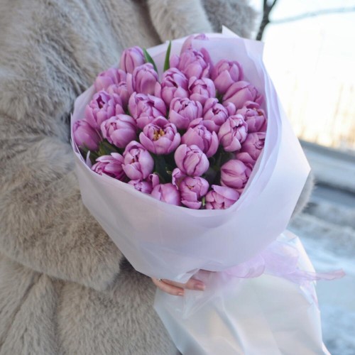 Bouquet of 31 peony lavender tulips