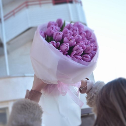 Bouquet of 31 peony lavender tulips
