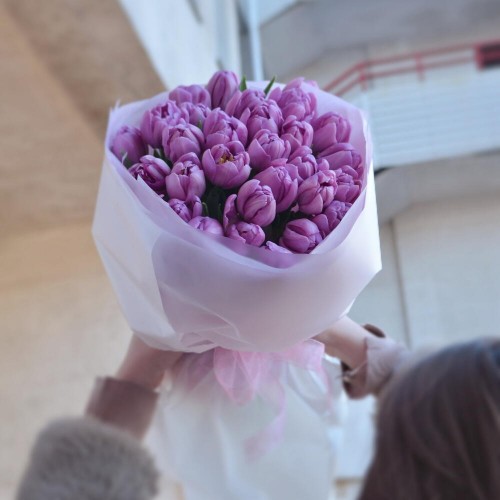 Bouquet of 31 peony lavender tulips