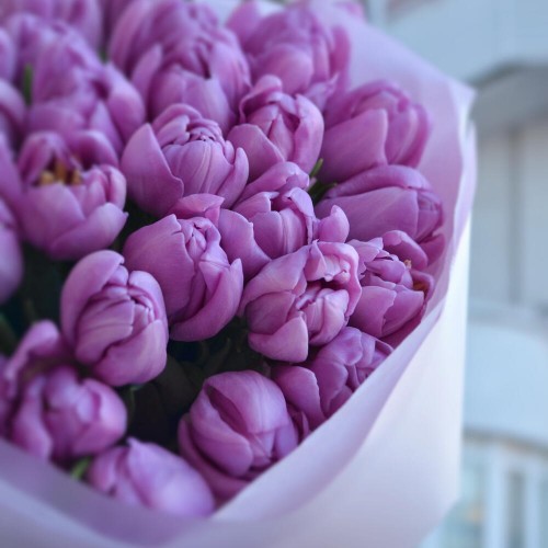 Bouquet of 31 peony lavender tulips