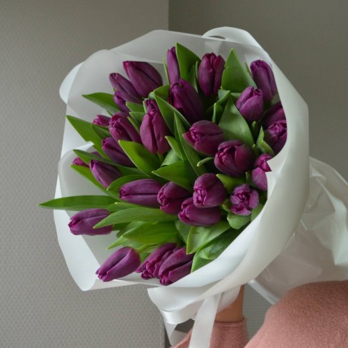 Букет из 31 тюльпана фиолетового
