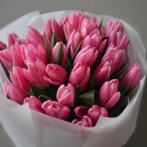 Bouquet of 31 pink tulips