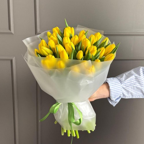 Букет из 35 тюльпанов желтых