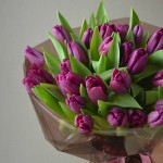 Фиолетовый букет из 35 тюльпанов