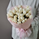 Букет из 35 тюльпанов белых