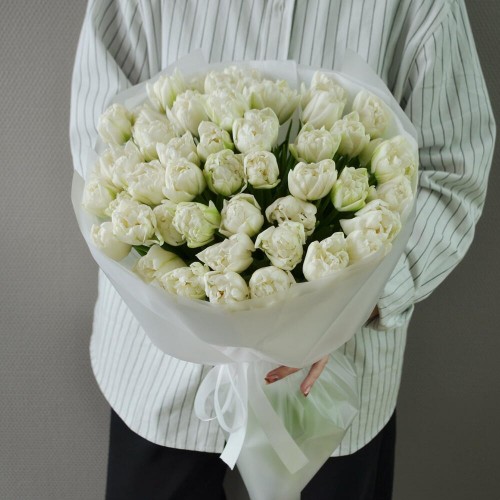 Bouquet of 51 white peony tulips