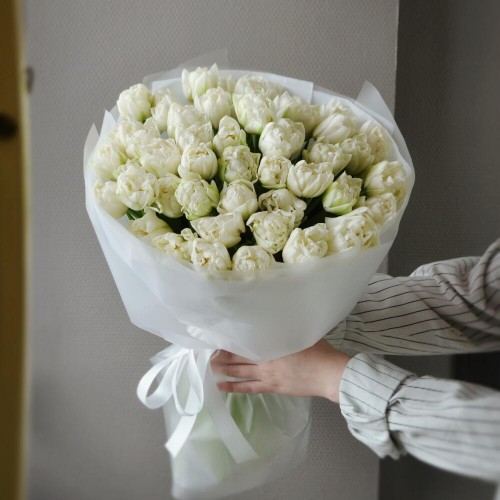 Bouquet of 51 white peony tulips