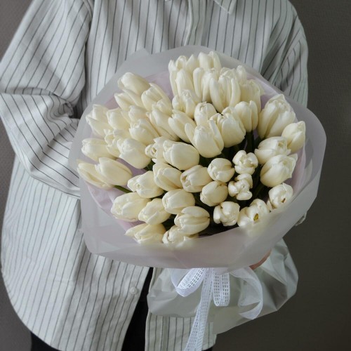 Букет из 51 тюльпана белого