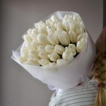 Букет из 51 тюльпана белого