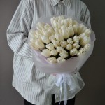 Букет из 51 тюльпана белого