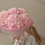 Букет из 5 розовых гортензий