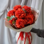 Букет «Французские розы с эвкалиптом»