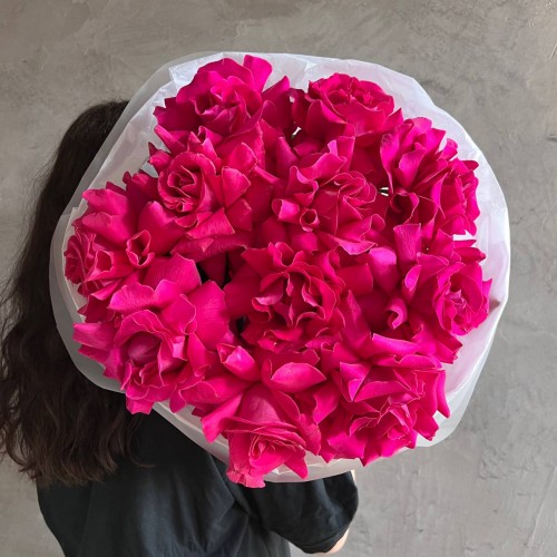 Букет из 11 французских роз малиновых