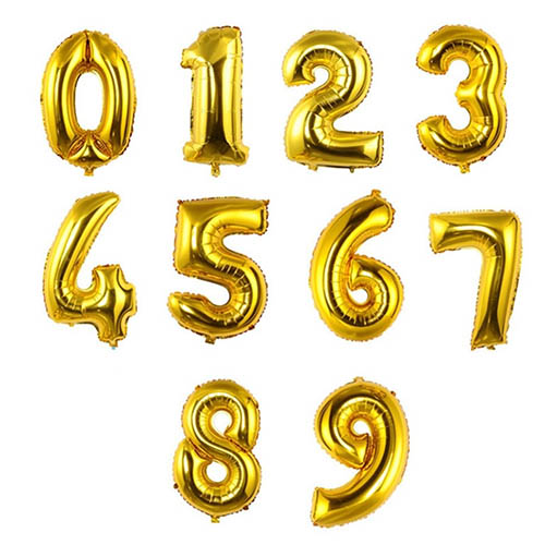 Воздушные шары - цифры ЗОЛОТЫЕ, с гелием