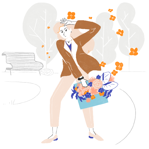 Часы и цветок - иллюстрация природного цикла жизни цветов